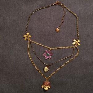 Betsey Johnson ASIAN JUNGLE multi-layer Bow Monkey Flower enamel mixed-metal BJ
